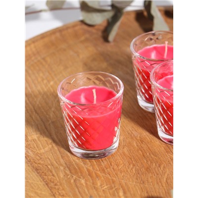 Ароматическая свеча в стакане, набор 3 шт., по 50 мл, 10 ч, 32 г, земляника