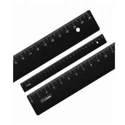 Линейка пластиковая 25 см непрозрачная черная ЛН25 Стамм