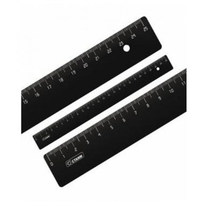 Линейка пластиковая 25 см непрозрачная черная ЛН25 Стамм
