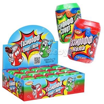 Конфета "Газирофф" со вкусом лимона, со вкусом колы 10г*30шт