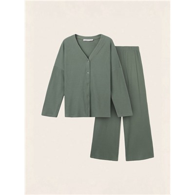 Пижама женская (рубашка, брюки) SL HOME Soft Home, размер 48-50, оливковая