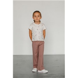 Футболка для девочки в рубчик 5-164 (Молочный)