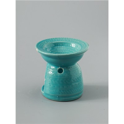 УЦЕНКА Аромалампа керамика "Геометрические узоры" нежно-голубая 7,5х7,5х6,5 см