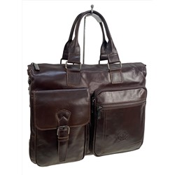 Сумка-портфель мужская из натуральной кожи, цвет шоколад