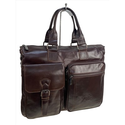 Сумка-портфель мужская из натуральной кожи, цвет шоколад