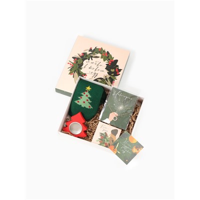 Набор подарочный новогодний KAFTAN «Любви»: варежки размер 19, подвеска, свеча, 2 открытки