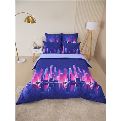 Постельное белье зима-лето из поплина с простыней на резинке - Сити Найт