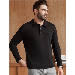 Лонгслив с воротником поло на пуговицах из премиального хлопка с эластаном