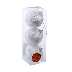 Ёлочные игрушки «Бамби», шары новогодние, d=8 см, 3 шт., серебро