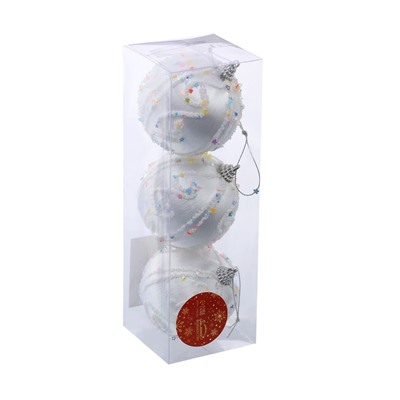 Ёлочные игрушки «Бамби», шары новогодние, d=8 см, 3 шт., серебро