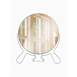 Зеркало настольное, с увеличением х2, настенное, двустороннее, 18.5×21 см, (d=16 см), металлическое