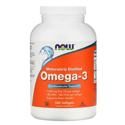 Now Foods, омега-3, очищенная на молекулярном уровне, 500 капсул