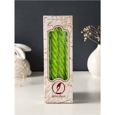 Набор свечей витых, 2.3×24.5 см, 5 ч, 50 г, 4 шт., зелёный