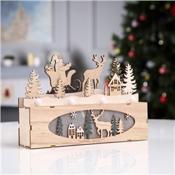 Светодиодная фигура «Новогодняя ночь» 24×17×6 см, дерево, батарейки AAAх2 (не в комплекте), свечение тёплое белое