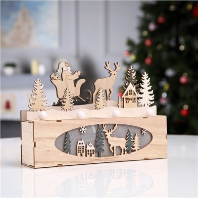 Светодиодная фигура «Новогодняя ночь» 24×17×6 см, дерево, батарейки AAAх2 (не в комплекте), свечение тёплое белое