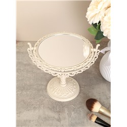 Зеркало настольное ажурное двустороннее 26 см круглое / YDW-10 /уп 48/бежевое