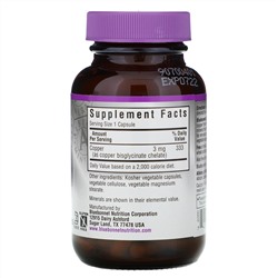 Bluebonnet Nutrition, Медь в хелатной форме, 90 растительных капсул
