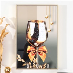 Ключница настенная декоративная «Праздничный бокал», 3 крючка на панно, пластик, МДФ, стразы, золото, 19.3×1.8×29 см