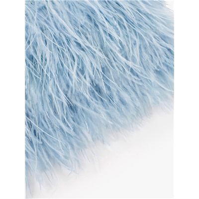 Перья страуса декоративные, на ленте, 8-10 см, 5±0.5 м, голубые