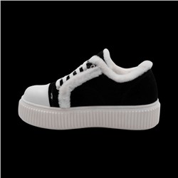 Кроссовки из натуральной кожи на меху А44-1 черные