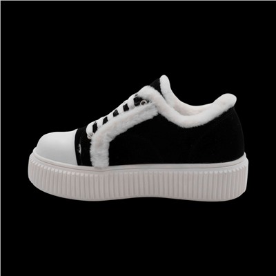 Кроссовки из натуральной кожи на меху А44-1 черные