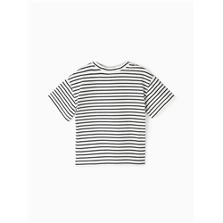 Футболка для девочки KAFTAN «Полоска», белая, чёрная, рост 100 см