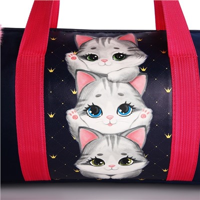 Сумка детская спортивная «Котята», 40×20×20 см, 40×20 х см, синяя, отдел на молнии
