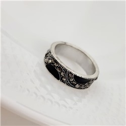 Кольцо 20 р ювелирная бижутерия с камнями, покрытие: посеребрение, вставка: фианиты и черная эмаль, арт.213.840-20