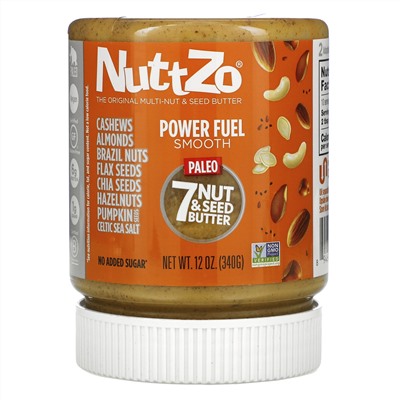 Nuttzo, Power Fuel, Paleo 7 Nut & Seed Butter, Smooth, 12 oz (340 g)
