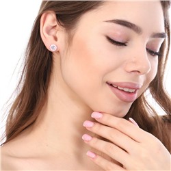 Серьги гвоздики "Керамика", с фианитом, покрытие: посеребрение, цвет: розовый,  59186, арт. 847.646