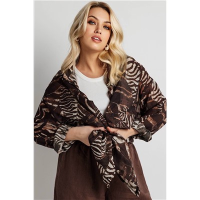 Блузка женская  9609/02/Коричневый,бежевый