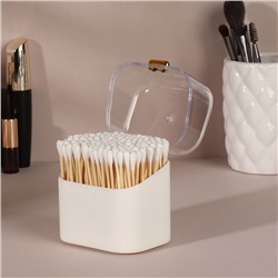 Органайзер для ватных палочек, с крышкой, 8.5×8×6.5 см, белый, прозрачный
