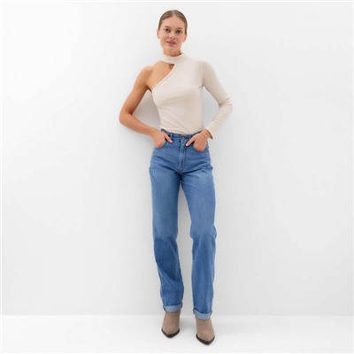 Лонгслив на одно плечо женский, кремовый, размер 44