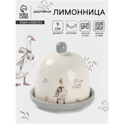 Лимонница Доляна «Гуси», доломит, 9×9 см, белая