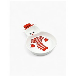 Менажница новогодняя керамическая «Снеговичок», 14×20×3 см