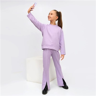 Костюм для девочки (джемпер, брюки), цвет сиреневый, рост 128-134 см