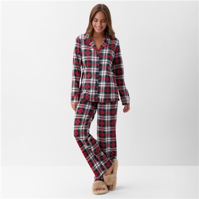 Пижама новогодняя женская (рубашка, брюки) KAFTAN Christmas time, размер 48-50