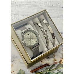 Подарочный набор для женщин часы, 2 браслета + коробка #22853280