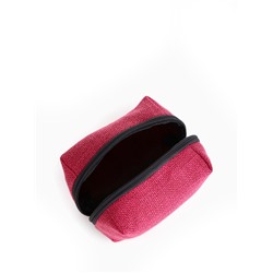 Косметичка женская на молнии, объёмная, маленькая, мягкая, на подкладке, малиновая