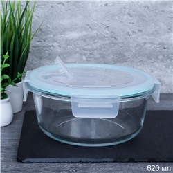 Контейнер круглый крышка с клапаном 620 мл стекло / BXW-620Y /уп 36/