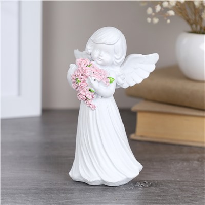Фигурка Ангел 12 см / TD-104 /уп 96/розовые цветы