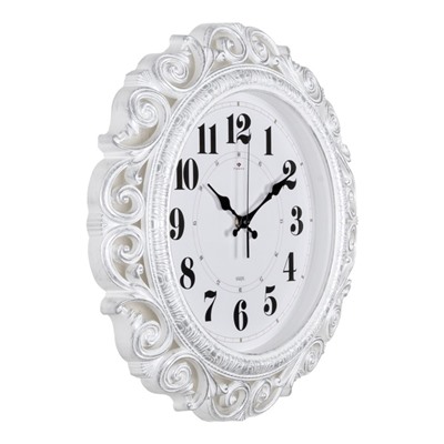 Часы настенные интерьерные «Хостон», бесшумные, плавный ход, d=40.5 см, циферблат d=26 см, белые