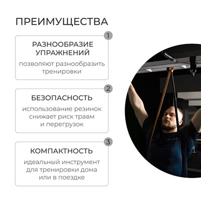 Эспандер ленточный многофункциональный ONLYTOP, 208х2,9х0,45 см, 11-36 кг, цвет оранжевый/чёрный