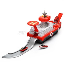 Катер в комплекте с машиной, красный, в коробке
