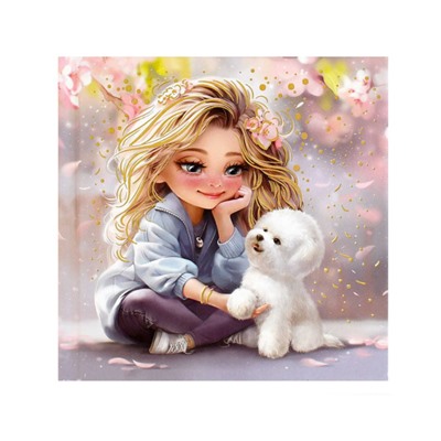 Блокнот 105х105 мм 48л "БЛОНДИНКА С СОБАЧКОЙ" 70120 Феникс