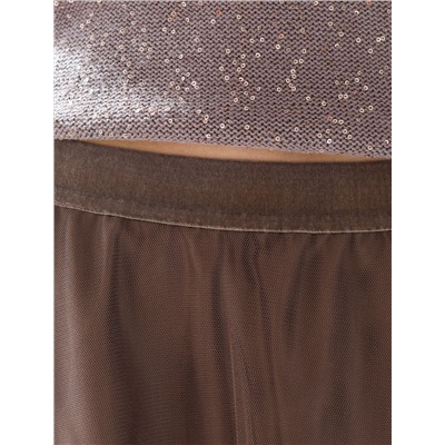 Юбка миди вечерняя на резинке из матового сатина с мягкой сеткой