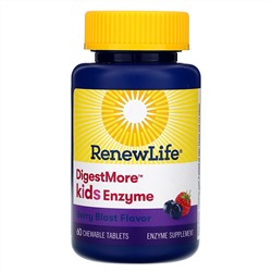 Renew Life, Ферменты для детей DigestMore, с ягодным вкусом, 60 жевательных таблеток