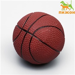 Игрушка пищащая «Мяч Баскетбол», диаметр 7.5 см, тёмно-коричневая