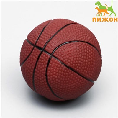 Игрушка пищащая «Мяч Баскетбол», диаметр 7.5 см, тёмно-коричневая