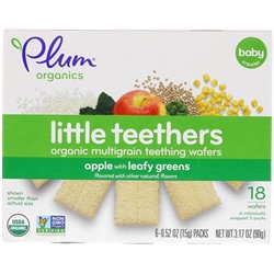 Plum Organics, Little Yums, Organic Teething Wafers, Spinach, Apple & Kale, 6x0.5oz
